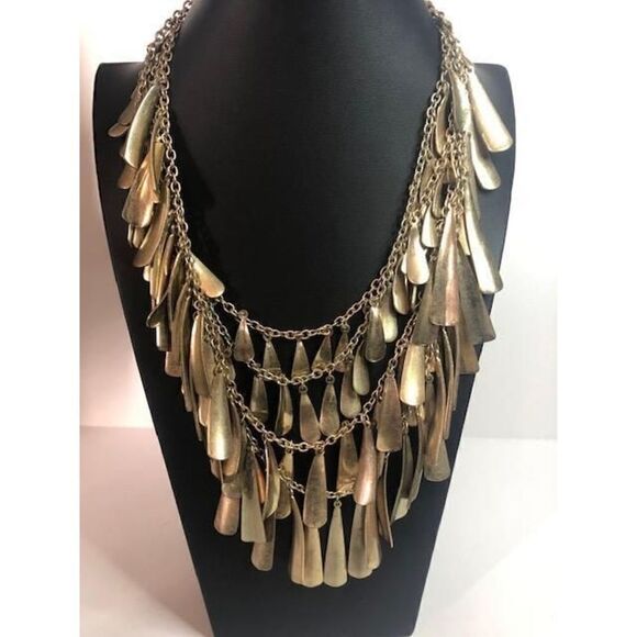661 Coldwater creek Goldtone cha-cha droplet layer necklace 22" - Picture 1 of 2